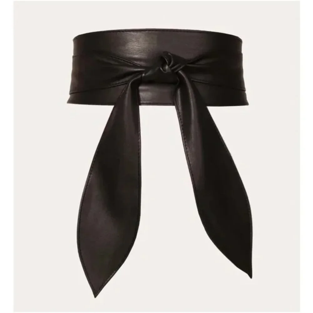 Black Vegan Leather Wrap Belt